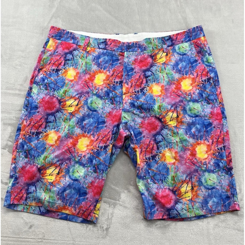 Hreski Golf Shorts Men 40 Multi-Colors Paint Splatter Stretch Pocket Lightweight